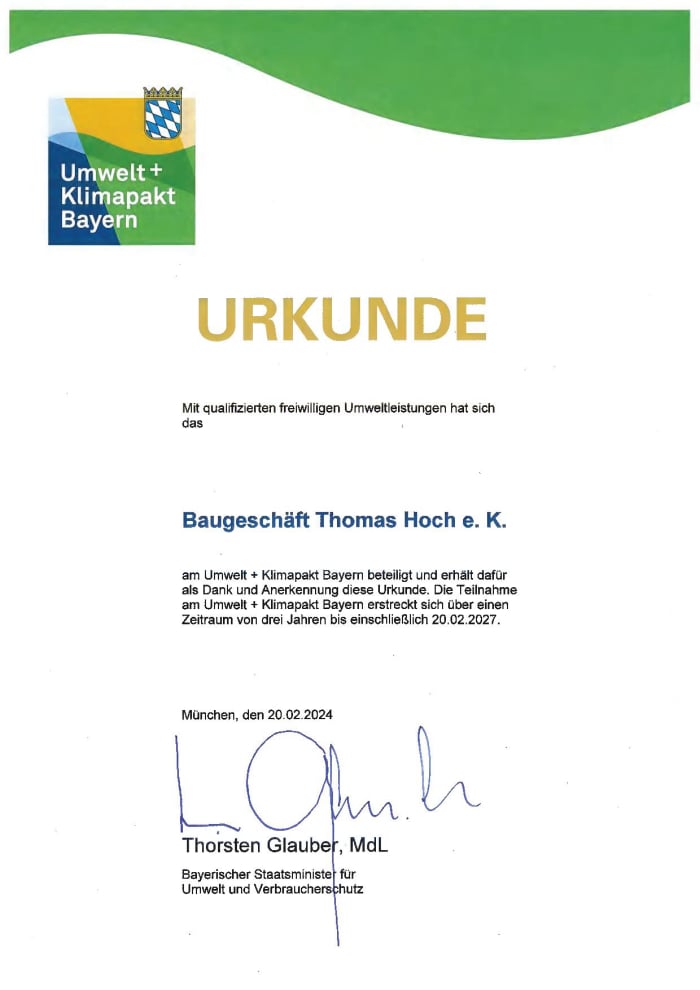 Umweltpakt Bayern - Bauunternehmen Hoch